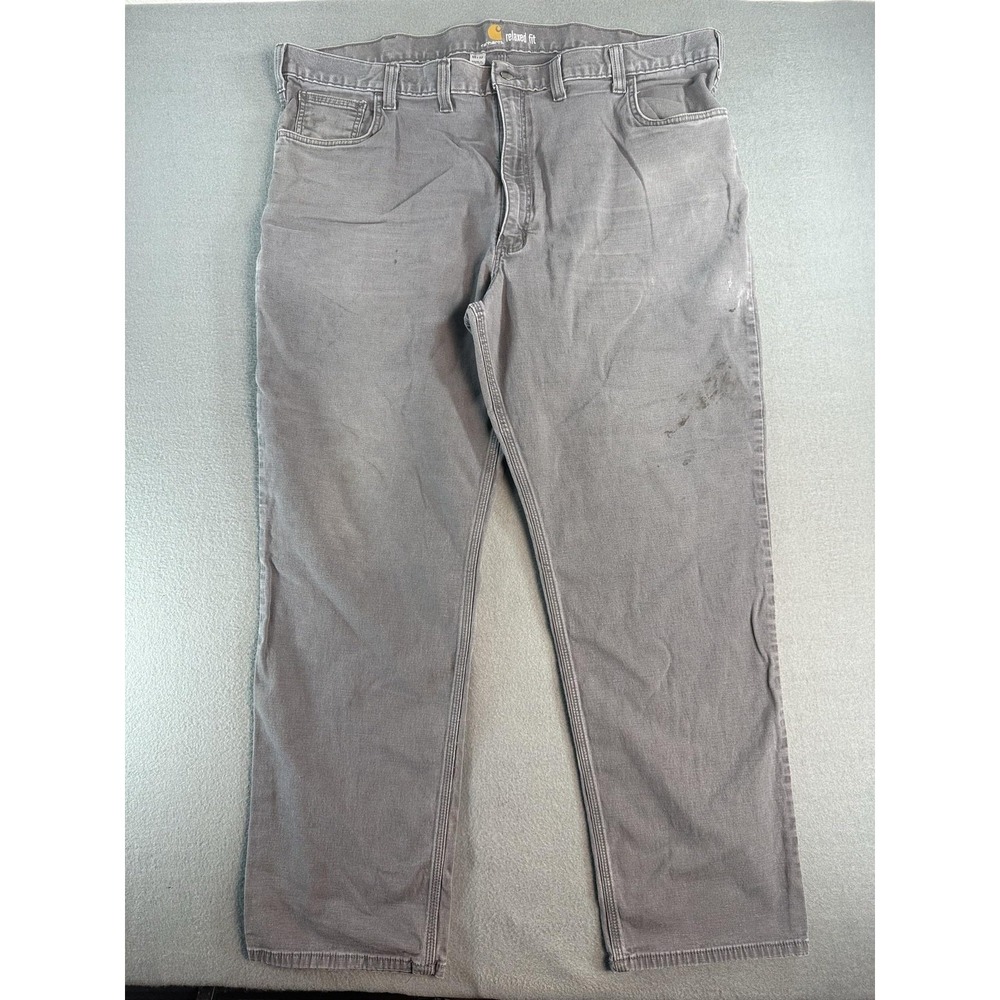Carhartt Pants Mens 46x32 Gray Relaxed Fit Canvas Carpenter Workwear 102517-039